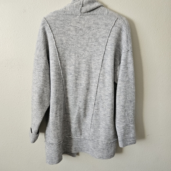 Free People Eucalyptus Cardigan Sweater Grey Wool Blend Oversized Cozy Shawl M - Picture 9 of 14